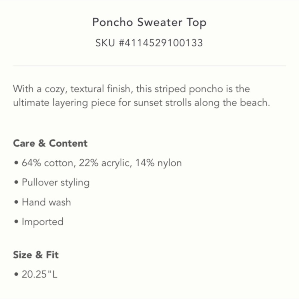 Anthropologie NWT Poncho Sweater Top 64% Cotton Size S. - Picture 5 of 8